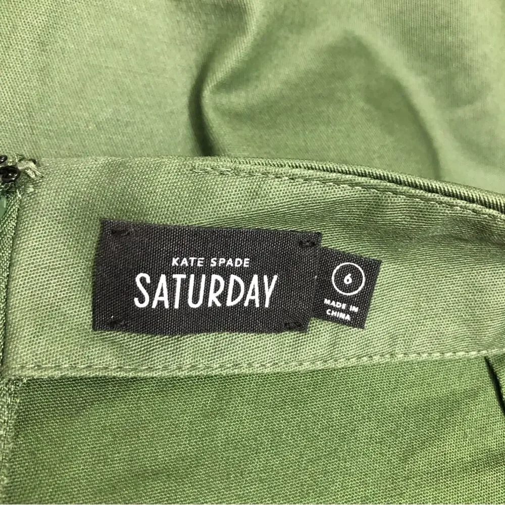 Kate Spade Saturday Green Coated High Waist Zipper Shorts 6 EUC